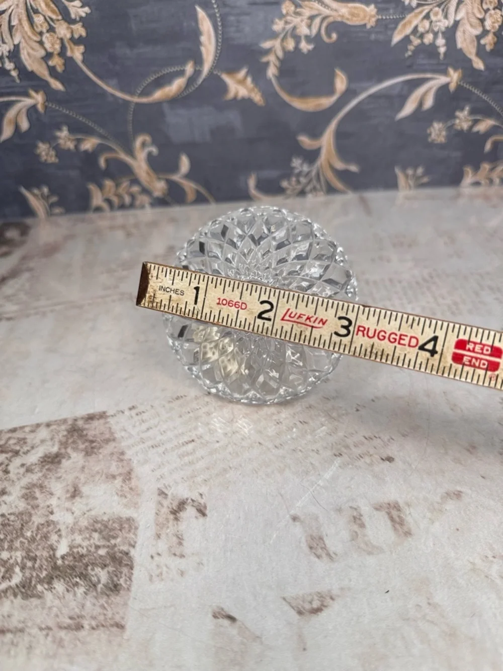 24% Lead Crystal Ring Holder Dish Cut Glass Jewelry Stand USA